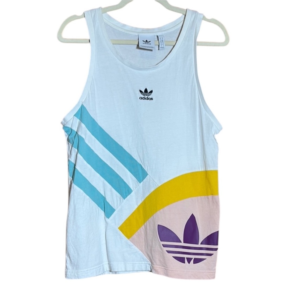 Adidas White Tank Top with Colorful Design men’s size Small